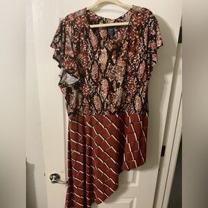 Ashley Stewart Red and Black Abstract Top